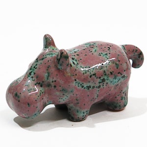 Figurine miniature hippopotame en céramique pour objets de collection et cadeaux, imitation pierre