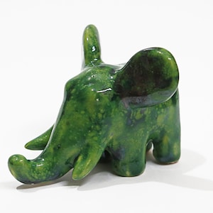 Green ceramic elephant collectible miniature figurine