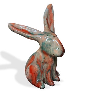Marble rabbit, miniature rabbit figurine, Easter bunny figurine, rabbit sculpture, ceramic rabbit figurine, forest totem hare, pink rabbit