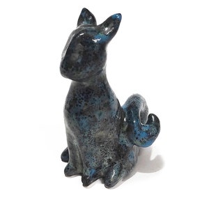 Graceful black cat ceramic figurine, Black cat sitting clay figurine, Gift for Black cat lover, Collectible Pets Animals Cats Figurines