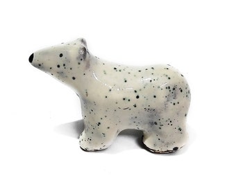 Majolica Ceramic Polar Bear Figurine, Animal Collector Gift
