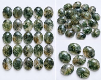 AAA+ Natural Green Moss Agate Oval : Oval Loose Gemstone- 10X14 MM Oval 5 Pcs IN One Pack