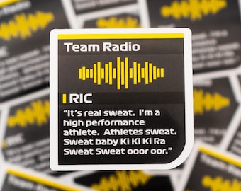 Pegatina impermeable con mensaje de radio &quot;Soy un deportista de alto rendimiento&quot; de Daniel Ricciardo