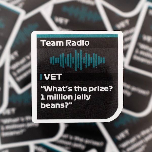 Sebastian Vettel "1 Million Jelly Beans" Formula 1 Radio Message F1 Waterproof Sticker
