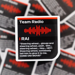 Kimi Raikkonen &quot;Gloves and steering wheel!&quot;   Radio Message  Waterproof Sticker | Ferrari, Tifosi, F1 Fan, F1 Radio, F1 Funny