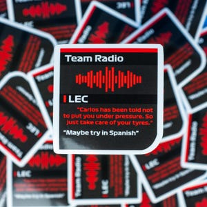 Charles Leclerc &quot;Maybe try in Spanish!&quot; Ferrari   Radio Message  Waterproof Sticker