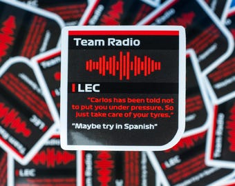 Charles Leclerc "Maybe try in Spanish!" Ferrari   Radio Message  Waterproof Sticker
