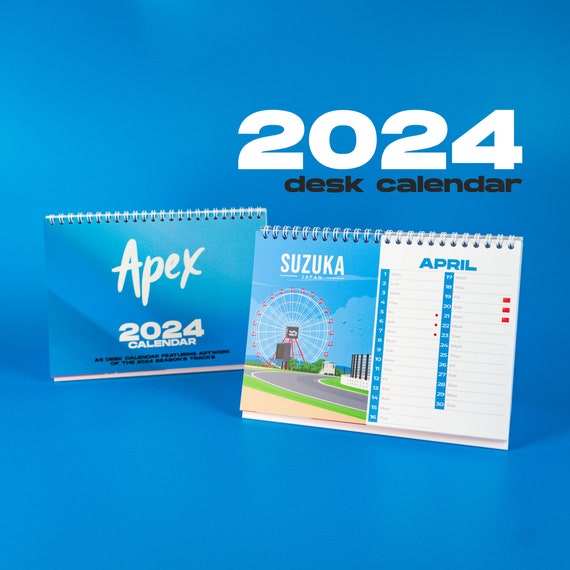 Apex 2024 Desk Calendar // Formula 1 Track Artwork Calendar with Pre