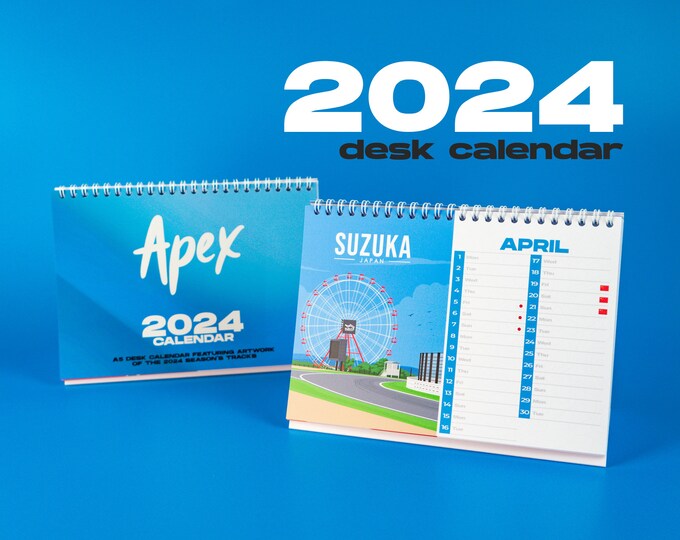 Apex 2024 Desk Calendar // Formula 1 Track Artwork Calendar With Pre