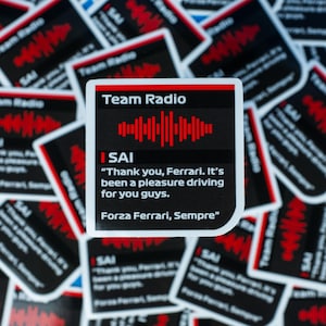 Carlos Sainz &quot;Forza Ferrari, Sempre&quot; Ferrari Goodbye   Radio Message  Waterproof Sticker