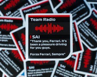 Carlos Sainz "Forza Ferrari, Sempre" Ferrari Goodbye   Radio Message  Waterproof Sticker