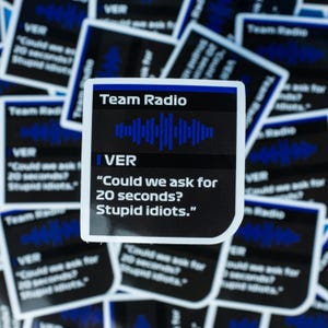 Max Verstappen &quot;Stupid Idiots&quot; Red Bull Racing   Radio Message  Waterproof Sticker
