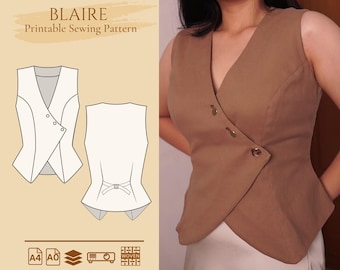 Blair Asymmetrische Weste Schnittmuster