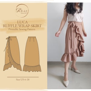 LUCA Ruffle Wrap Skirt | PDF Sewing Pattern | US 06-18