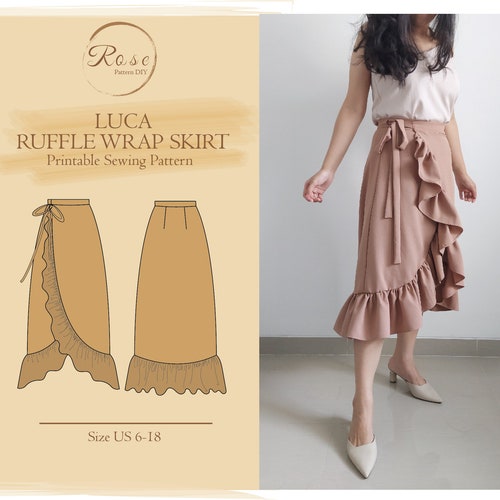 LUCA Ruffle Wrap Skirt PDF Sewing Pattern US 06-18 - Etsy
