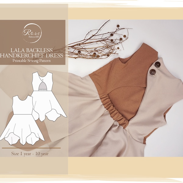 Lala Backless Handkerchief Dress PDF  | size 1- 10year