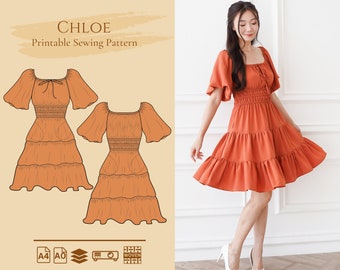 Chloe Tiered Ruffle Dress Schnittmuster