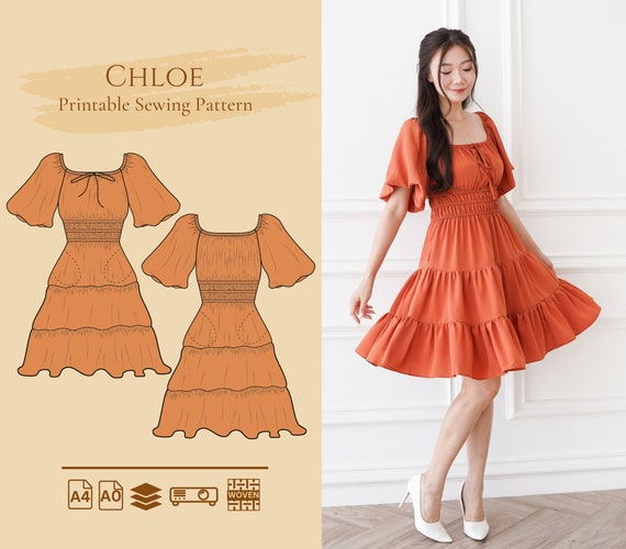 chinese dress ladies Asymmetrical Tiered Ruffle Midi Dress