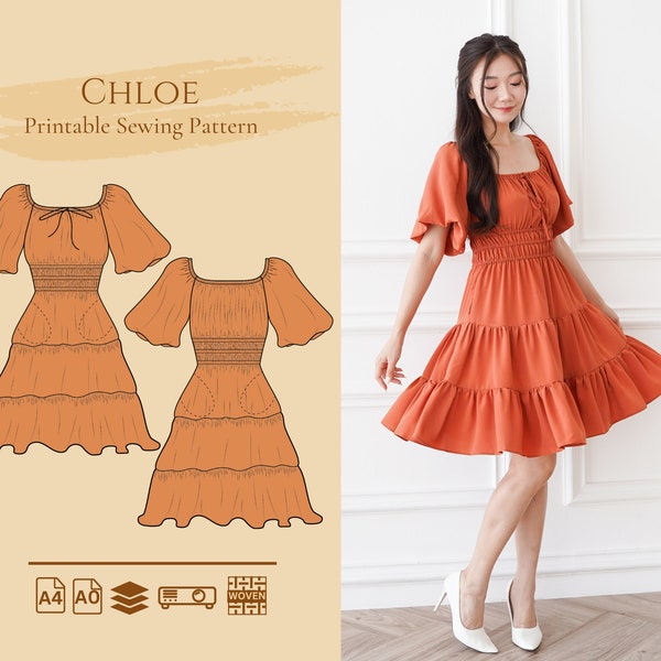 Chloe Tiered Ruffle Dress Sewing Pattern