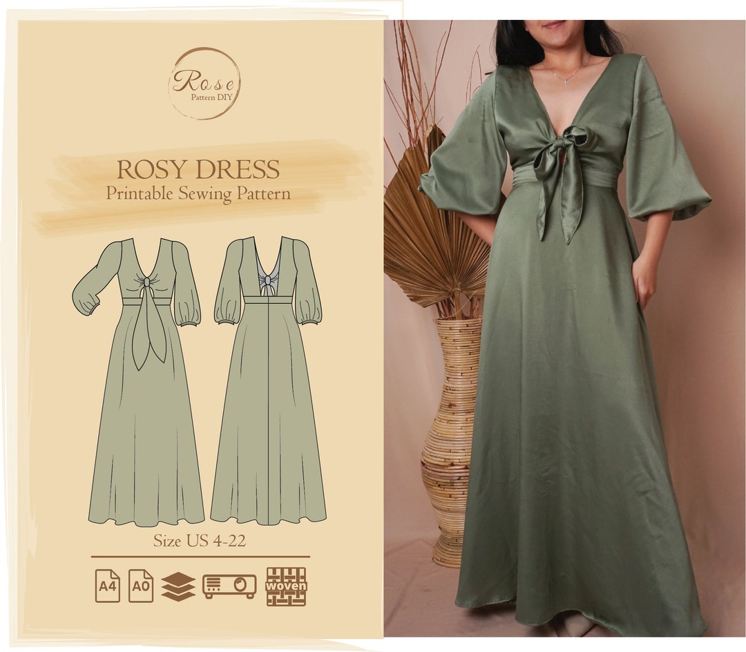 Rosy Dress Digital Sewing Pattern - Etsy