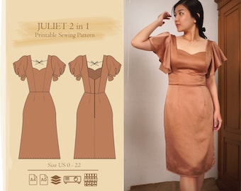 Prinzessinnen Naht Kleid | Julia 2 in 1 Digitales Schnittmuster