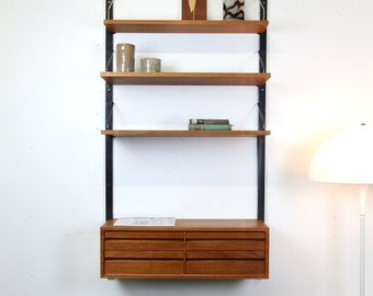 Poul Cadovius Royal System | floating Wall unit | Teak shelving unit | Cado | String shelf | Danish Wall unit | midcentury shelving system