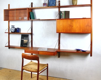 CUSTOMIZE your Poul Cadovius Royal System | Modular Shelving System Danish Design Teak modular shelving | midcentury modern teak wall unit