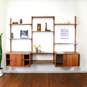 Danish Teak 3 Bay Wall Unit Cado shelving system vintage wall shelf midcentury shelf modular danish design wall shelf 1960 image 4