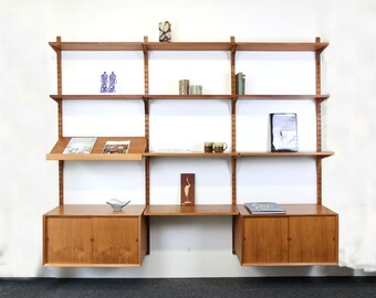 Cado 3 bay wall unit by Poul Cadovius | Teak shelving system | danish midcentury wall unit | Wall shelf teak | String shelving teak 1960s