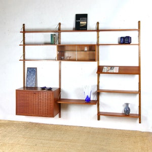 Rare 3-Bay Teak Cadovius Wall Unit Royal System | Cado | modular wall shelf | 1960 | midcentury danish design |shelving system |shelf system