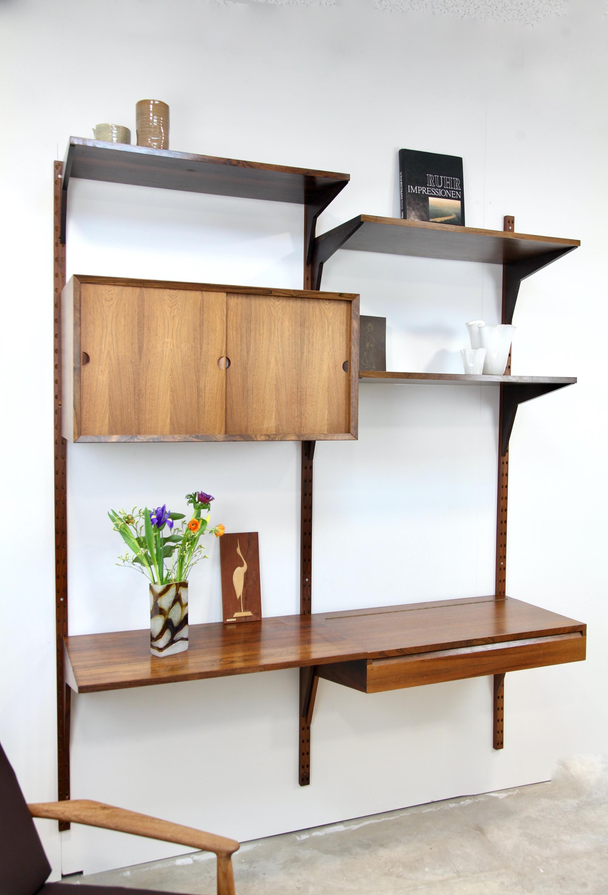 Rosewood Cado 2 bay wall unit by Poul Cadovius | Teak shelving system | danish midcentury wall unit | String shelving teak 1960s |Home office
