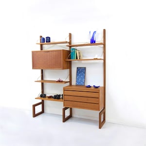 rare freestanding 2-bay shelving system | royal system | by Poul Cadovius | Danish Design | midcentury | 1960s | teak