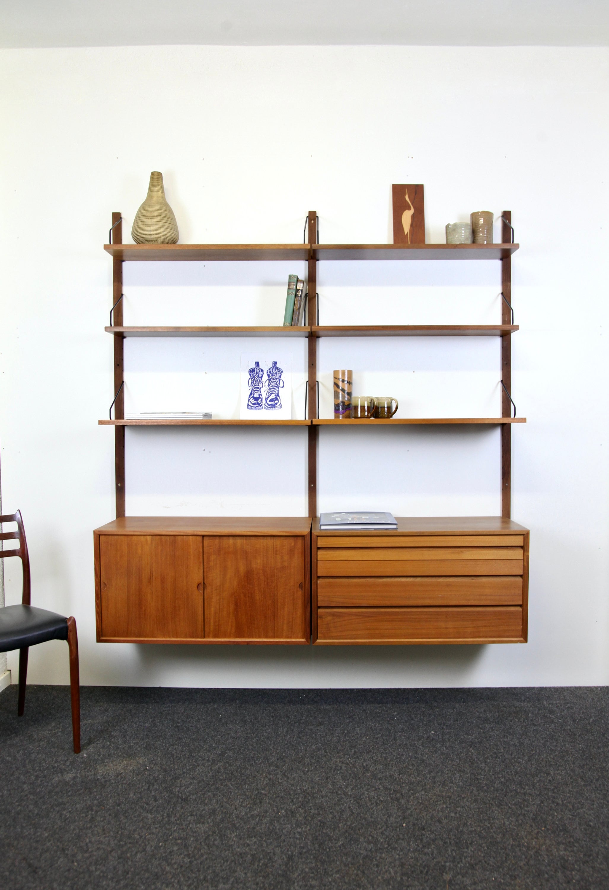 Beautiful Poul Cadovius Wall Unit 2 Bay | Royal System | Cado Teak