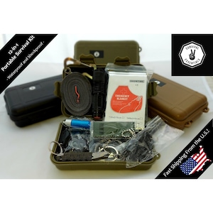 Survival Essentials - 12 in 1 Portable Survival Kit Gear Emergency Tools - Prepping Hiking Backpacking BOB Camping Gift