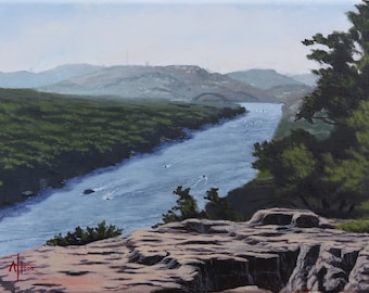 Lake Austin Ansicht Kunstdruck, Mount Bonnell, signiert Limitierte Auflage (11x14)