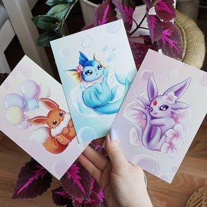 Evoluciones de postales - dulces tarjetas de felicitación - tarjetas de cumpleaños - idea de regalo para fanáticos de los juegos y la fantasía - productos hechos por fanáticos