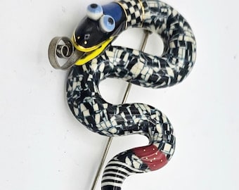 Cynthia Chuang Jewelry 10 Snake Brooch Stick Pin Hat Handmade Porcelain Ceramic Beadex