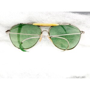 Vintage WW2 Aviator Sunglasses Green Lenses Metal Frame Pre-Ray Ban Glasses AO afbeelding 3