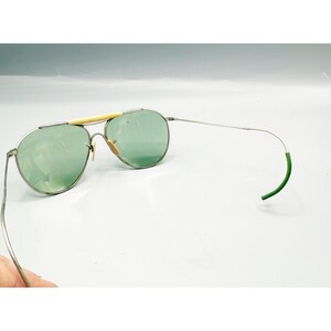 Vintage WW2 Aviator Sunglasses Green Lenses Metal Frame Pre-Ray Ban Glasses AO afbeelding 4