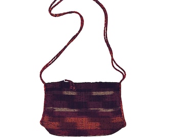 Narda's Original Ikat Handwoven Burgundy Orange Crossbody Bag Philippines 70's
