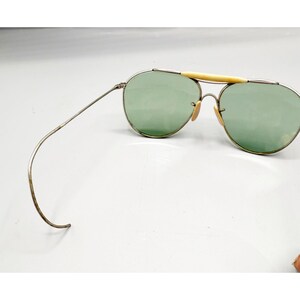 Vintage WW2 Aviator Sunglasses Green Lenses Metal Frame Pre-Ray Ban Glasses AO afbeelding 5