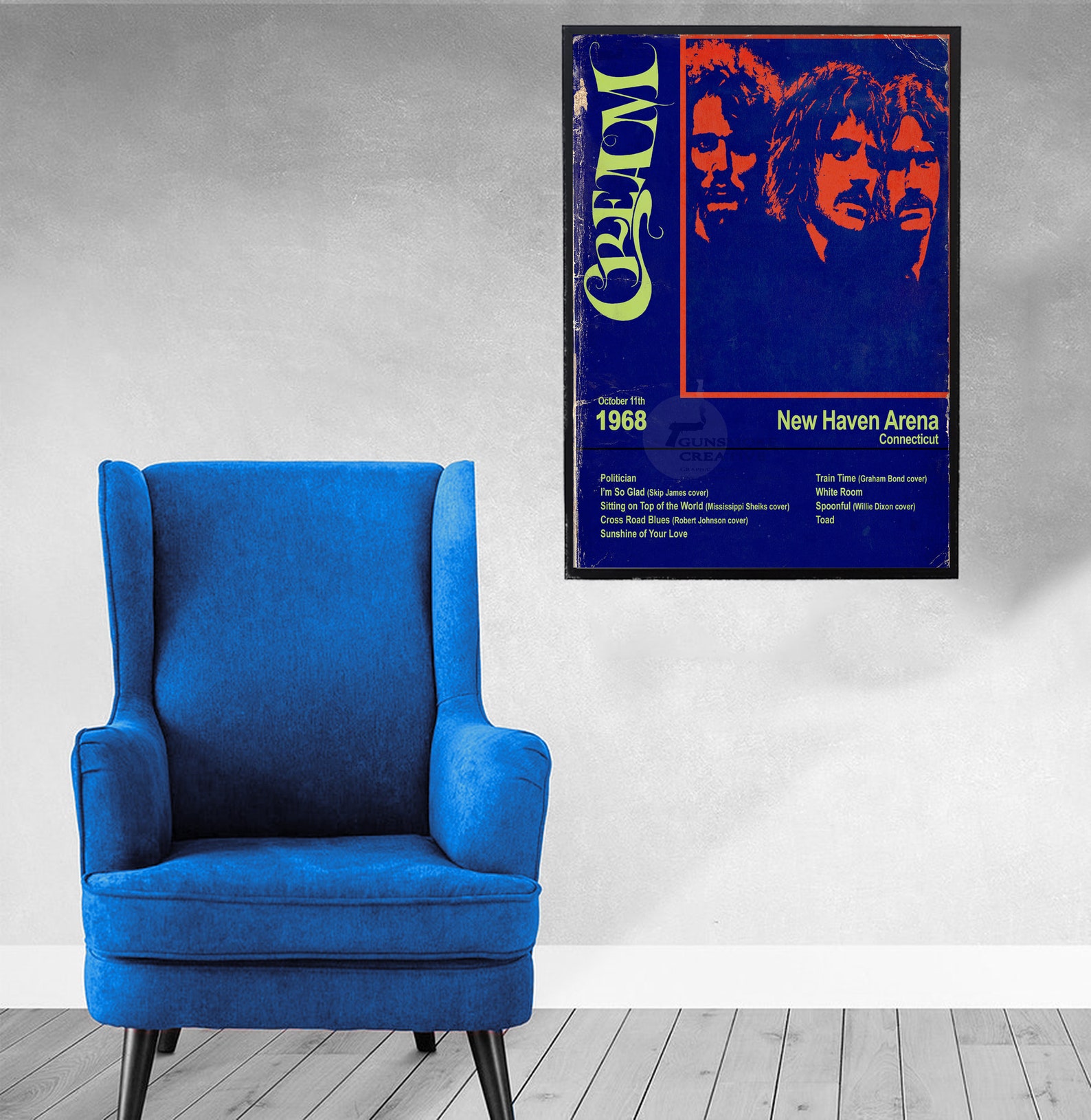 CREAM Poster New Haven CT 1968 Concert Poster Custom Art Etsy