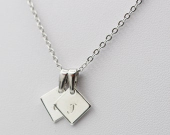 Initial Necklace - Silver Letter Pendant Necklace - Personalized Monogram Charm Necklace - Gift - Family Initial - Children's Initial