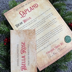 Carta personalizada de Laponia con sello de cera del Polo Norte / Papá Noel / Santa Claus