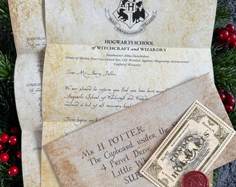 Personalised Wizard School Acceptance Letter | HP | Potter Inspired | School Letter | Personalised | Harry