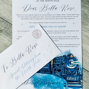 Carta personalizada del Polar Express con sello de cera del Polo Norte / Papá Noel / Santa Claus / Ferrocarril / Tren navideño / Devon / Spa Valley