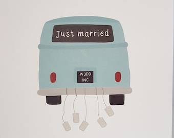 Vintage Campervan Wedding Card ~ Card for Newlyweds