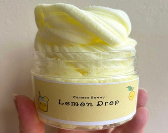 Lemon Drop Cloud Slime with lemon slice shaped clay add-on diy slime