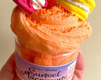 Sunset Macaroons diy cloud slime with clay add ons, orange sprinkles and orange scent fluffy slime slime kit