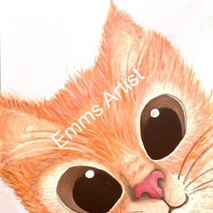 Ginger Cat Printable Wall Art – A4 Digital Download | Cute Tabby Cat Nursery Decor | Emms Artist Animal Print